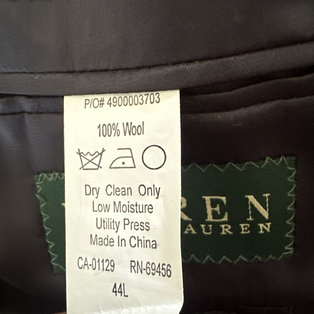 Ralph Lauren Men's Wool Tweed Sport Coat Jacket Sz 44L Herringbone Gray Blazer - Picture 10 of 11